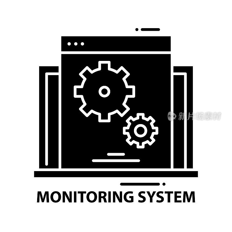monitoring system icon, black vector sign with editable strokes, concept illustration